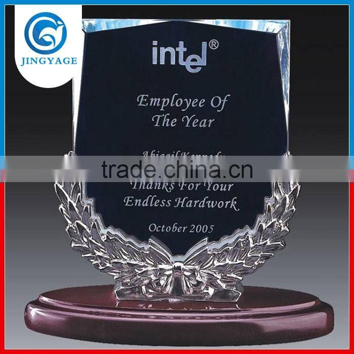 Jingyage customized employee of the year crystal plaque trophy best wokers crystal glass award trophy souvenir gifts