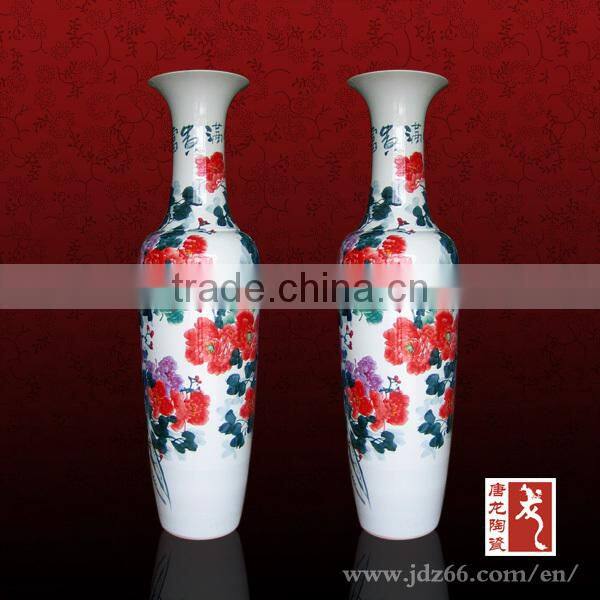 Fancy floral design big size ceramic art ceramic vase