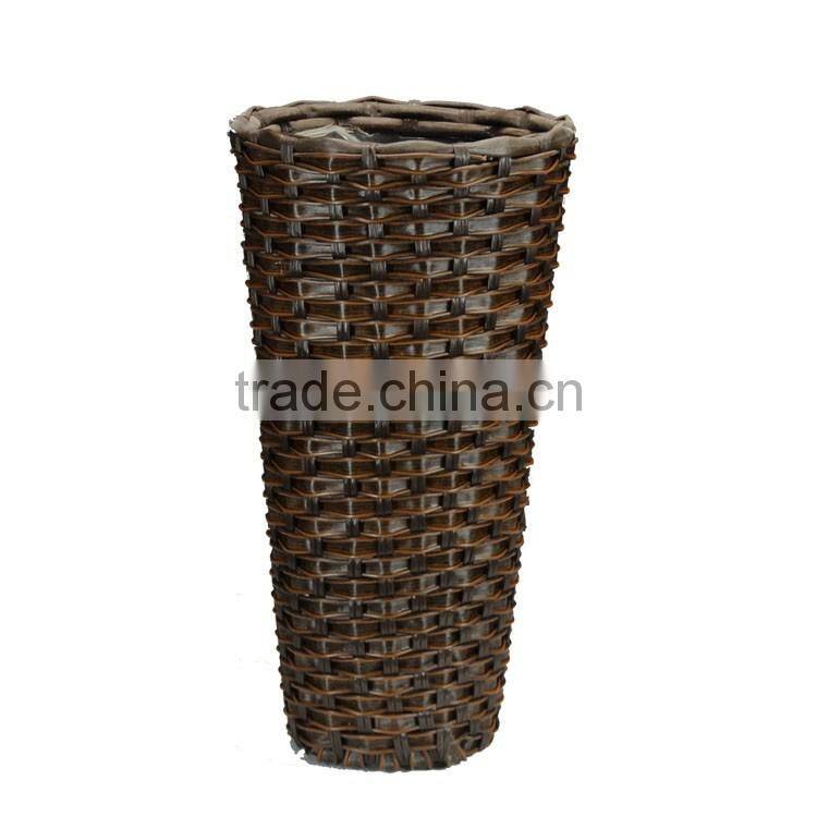 Brown Hand Woven Flowerpot with PVC Inner/Garden Planter