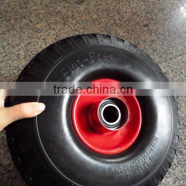 flat free tire 4.00-4/pu wheel