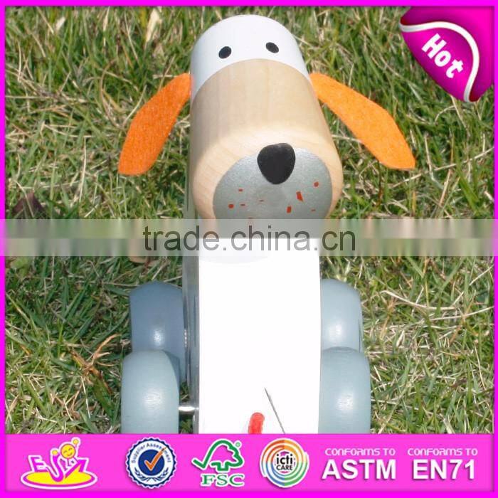 New Kid Cute Wooden Dog Pull Line Toy,Animal design wooden pull toy for kids,Wooden pull and push toy for children W05B095