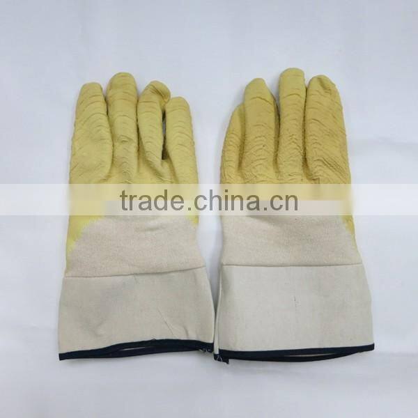 Cotton Interlock Liner Latex Coated Gloves With Safety Cuff