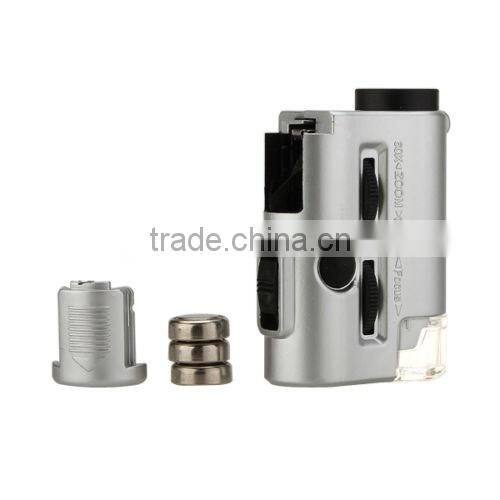 KMT Mini 30-60X Pocket Microscope Loupe LED UV Light Magnifier
