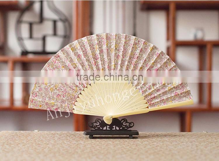 High quality and cheap bamboo fabric hand fans for wedding or festival gift