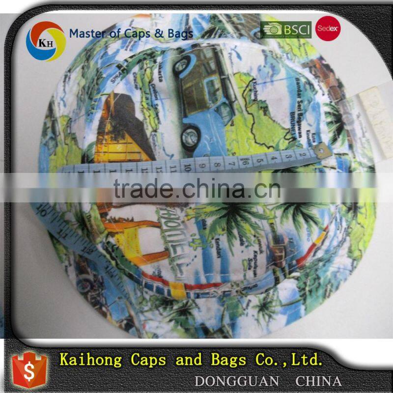fashion bucket hat with heat transfer printed and string