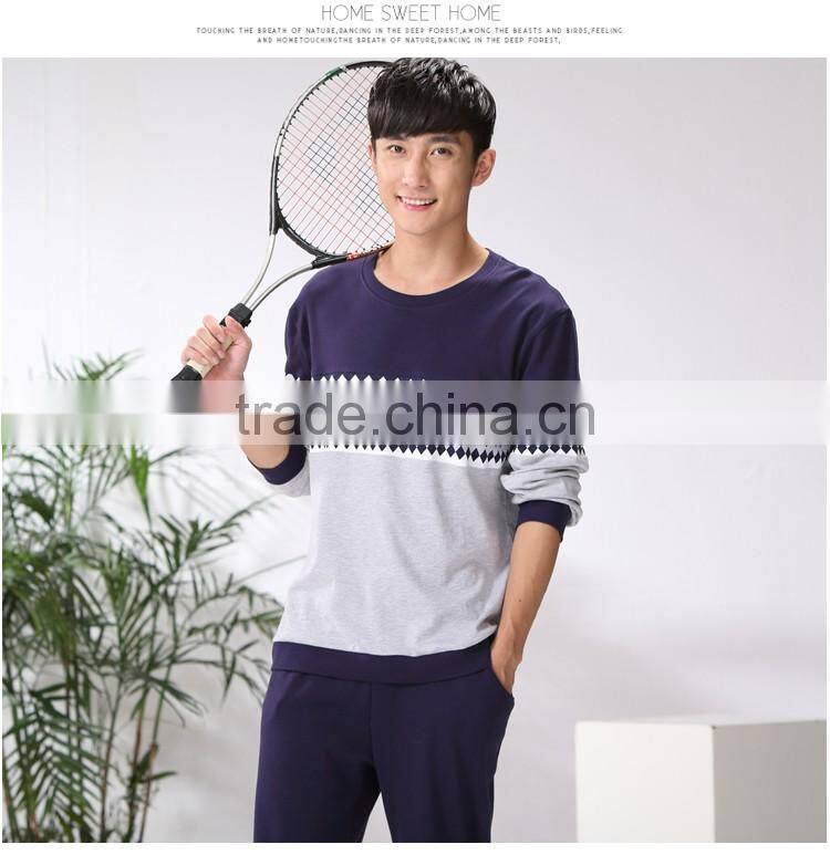 man pajamas cotton long sleeve / cotton youth men's leisure wear suits