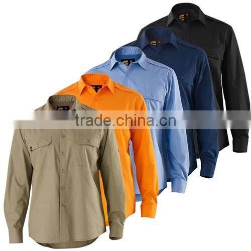 Custom mining industrial work uniform Mens 100% cotton short sleeve workwear shirts