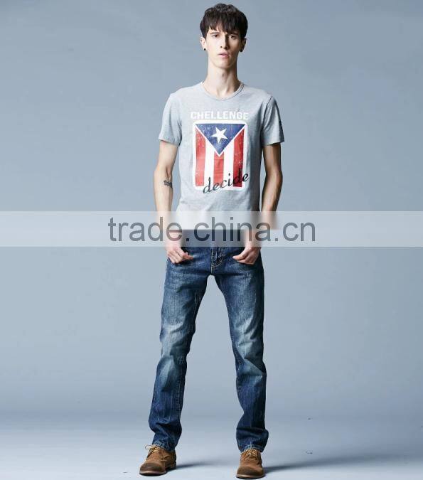 Round neck Men 100% custom t- shirt flag print T-shirt
