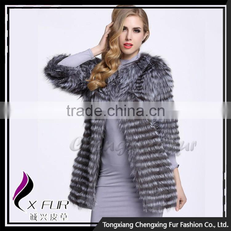 CX-G-A-40B Lastest Design New Fashion Woman Winter Silver Fox Fur Clothes