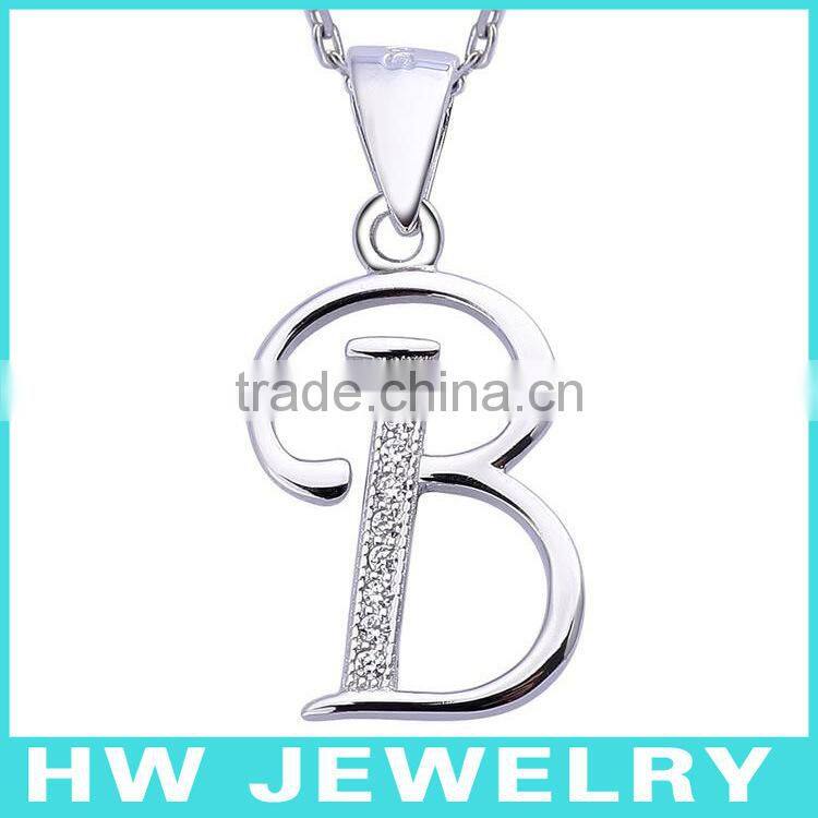 Letter B pendants Necklace Silver 925 Z Cubic Zirconia Necklaces