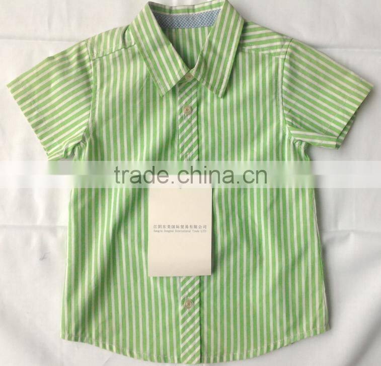 2016 new style fashion green and white stripes boy's shirts