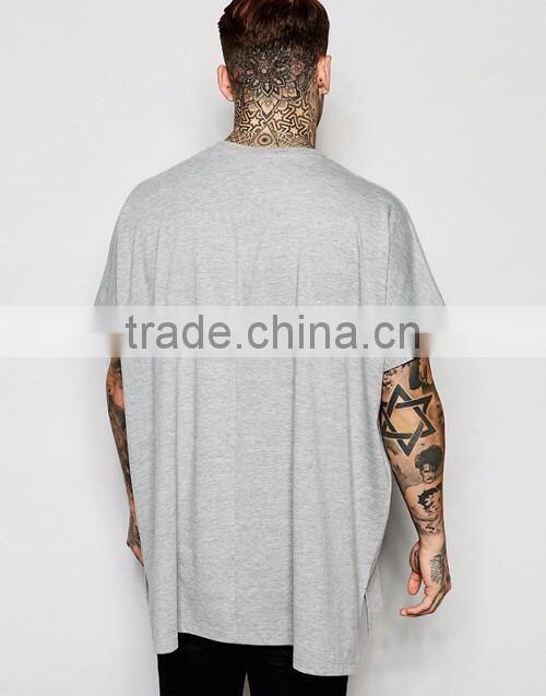 2016 best selling men oversized step hem plain crew neck loose t-shirt China OEM manufacturers