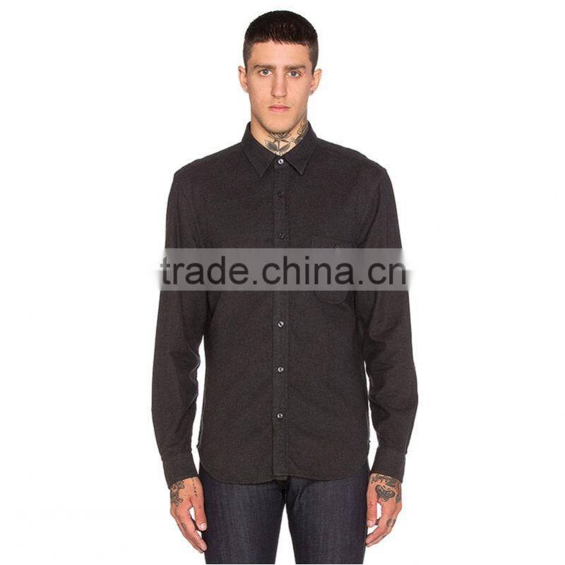 2015 European style trendy high collar plain black mens italian shirts