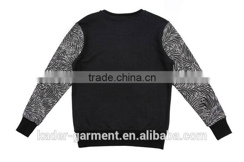 2015 Online Shopping Garment Fashion Sweatshirt Plain Sweatshirt with Palm Leaves Sleeve