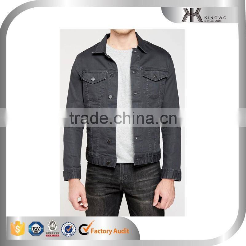 custom stone washed gray denim jacket designer faded jean jacket