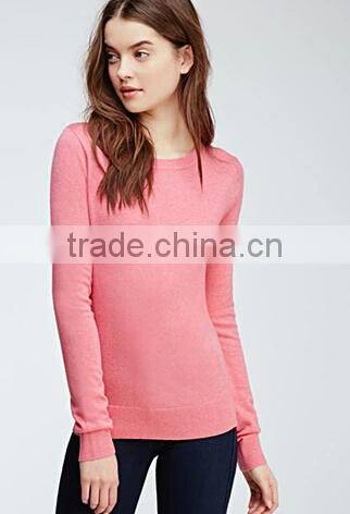 submissive pink women style pullover knit sweater for autumn