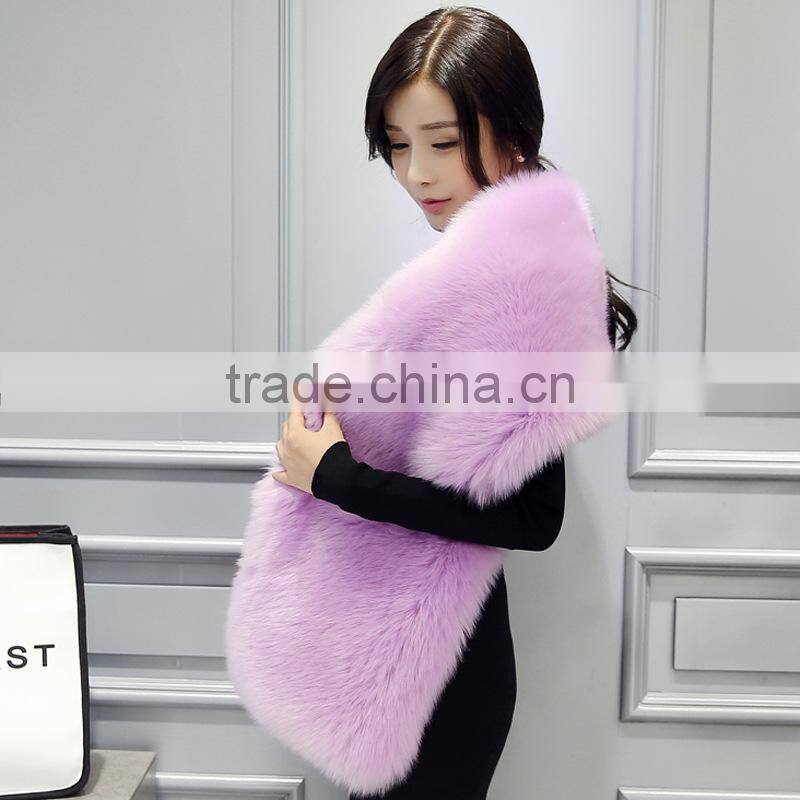 High quality 2015 New Hot Sell Winter Ladies Top Fashion Faux Fox Fur Shawl Scarf Women's Warm Wrap