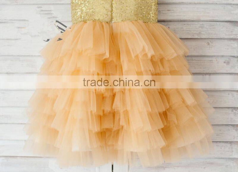 Wholesale Children's Boutique Flower Girls Dresses Sequin Tutu Dress Chindren Wear