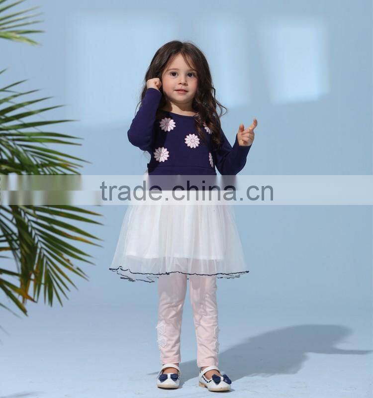 2017 Hotsale Boutique Children's Clothing Spring and Autumn Long-sleeved Girl Dress for 2-8years Kids