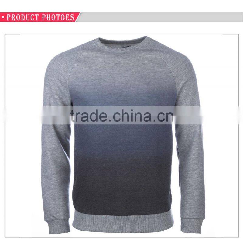 Ombre raglan sleeves embroidered mens crewneck sweatshirt hoodie