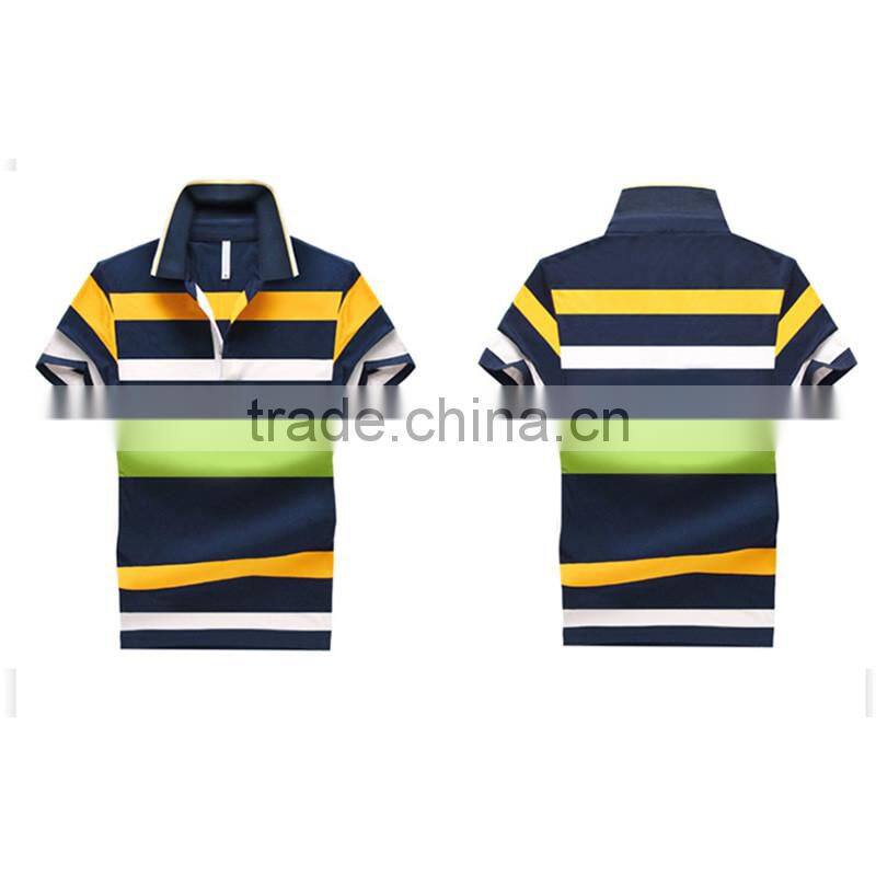 Colored horizontal stripes men t shirt Spandex & Cotton Men Short Sleeve Casual Shirt