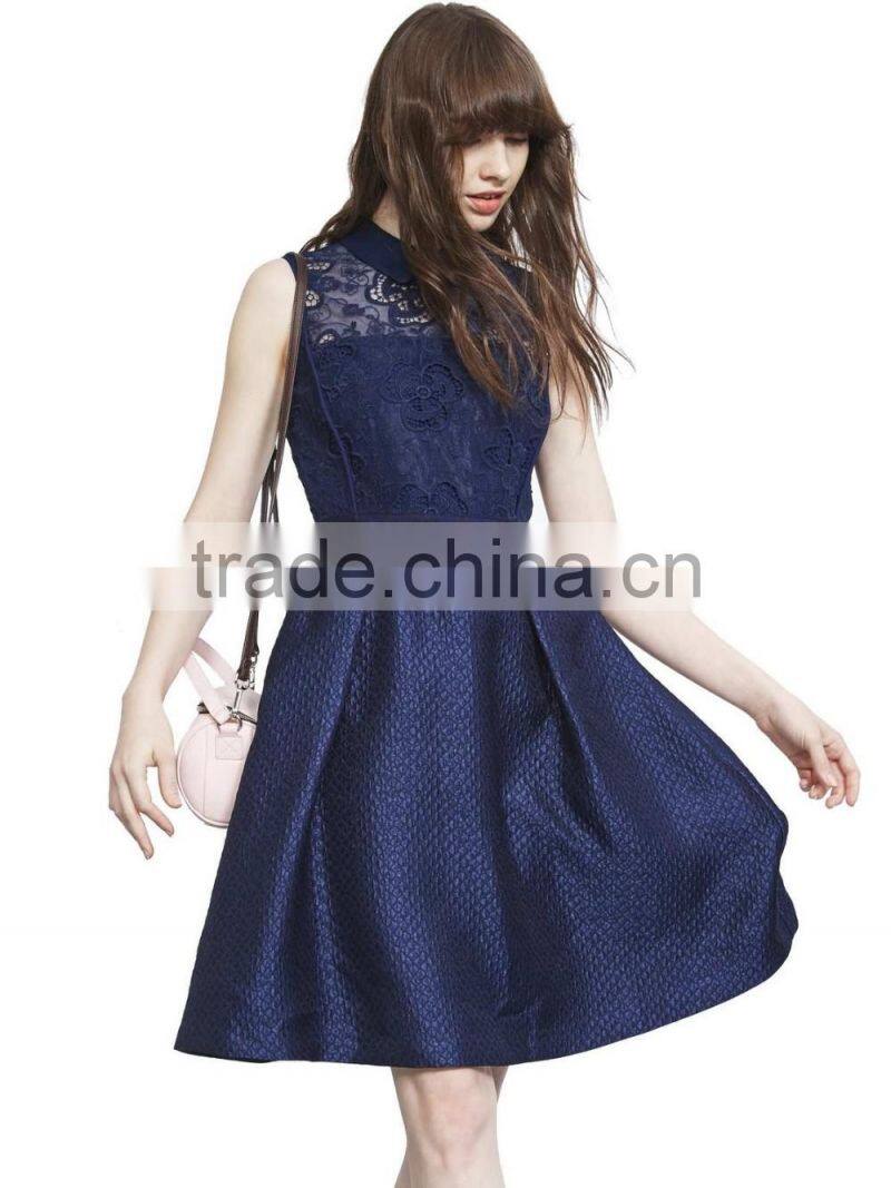 Girls navy lace expansion sleeveless dress