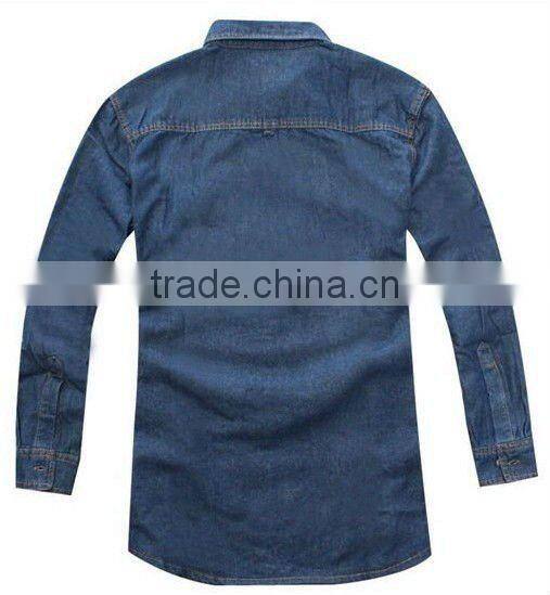 2016 Fashionable design High quality 100%Cotton Long sleeve denim shirt for men