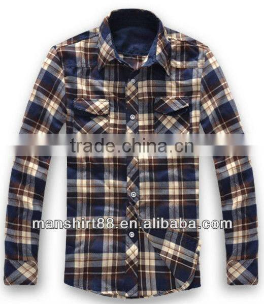 Latest design fancy 100%Cotton Single velvet Checked thickening Shirt for men with spread collar S,M,L,XL,XXL