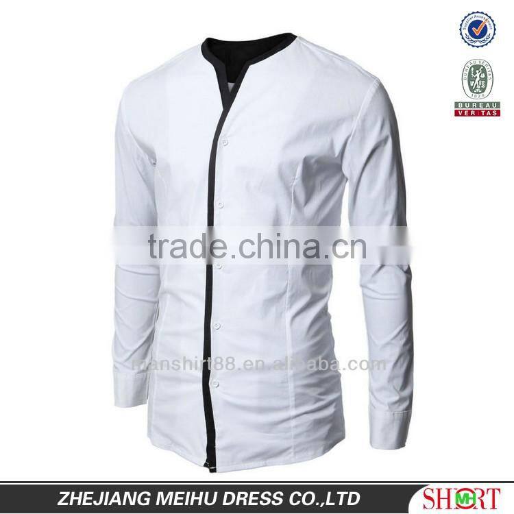 New style shirt design for men fashion clothing popular shirt no collar for men