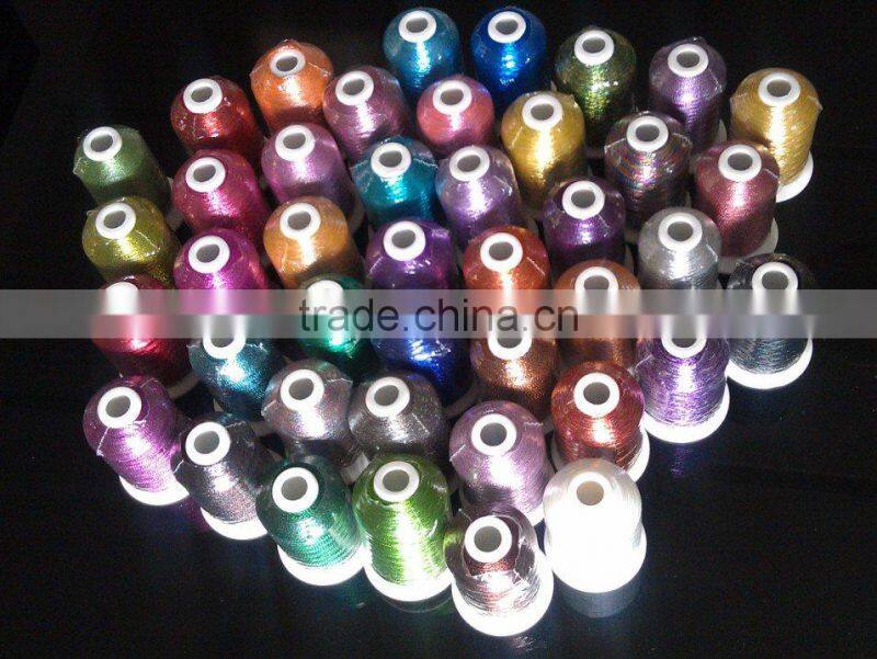 Simthread market popular metallic Embroidery Thread 40WT, 770yard MINI cones, 42 colors/kit