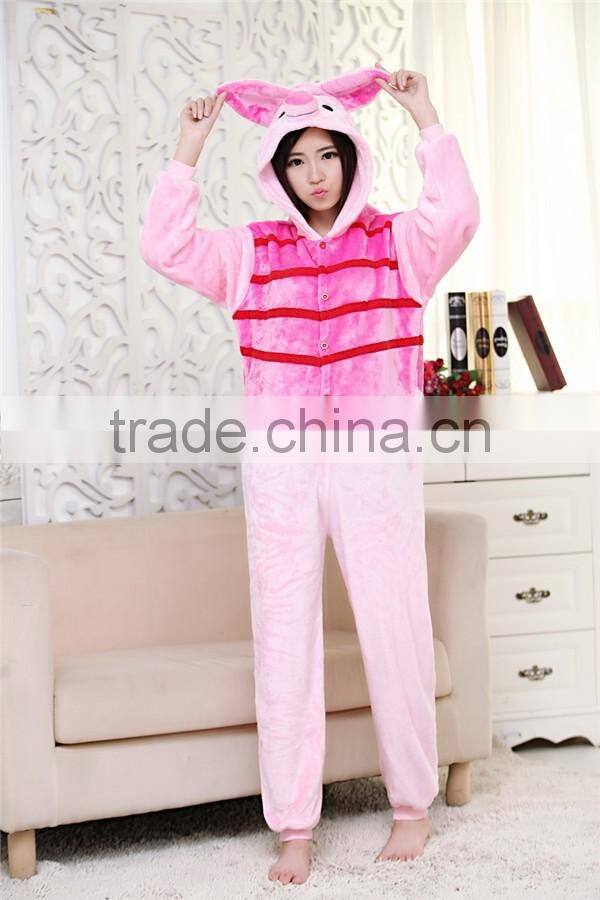 Lastest Flannel material one piece pink pajamas