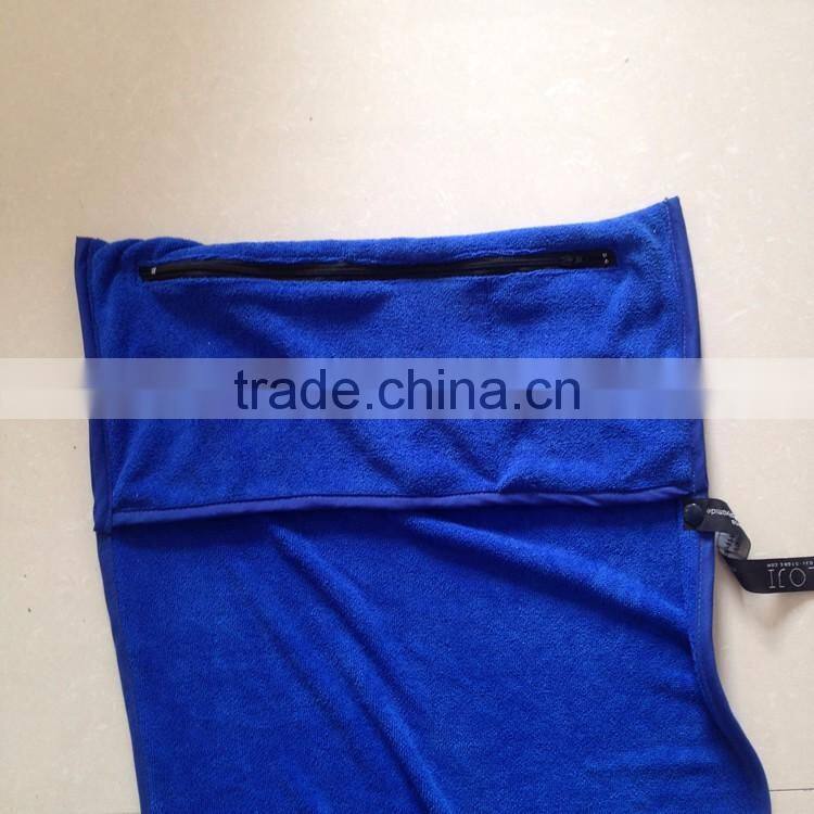 China wholesale microfiber bench towel with zipper pocket