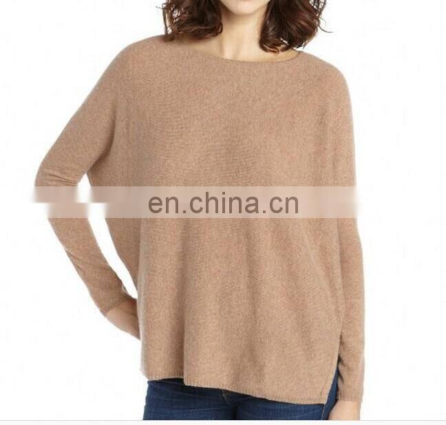Women knitted bat sleeves 100% cashmere thicken loose style pullover sweater