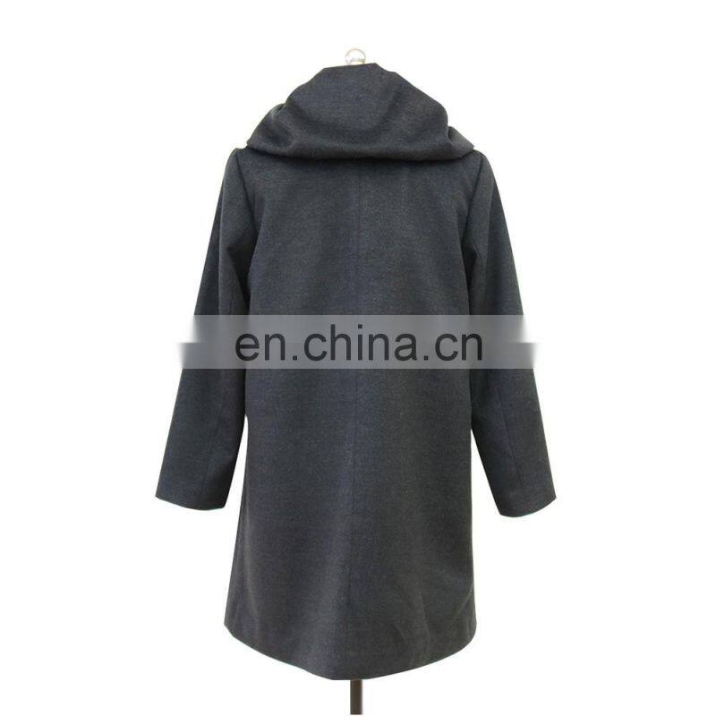 women winter warm turn-down collar long woolen trench coat