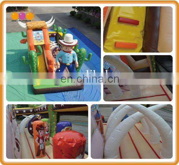 AOQI new design inflatable cowboy slide with free EN14960 certificate
