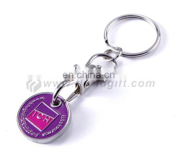 Bulk cheap debossed branding trolley coin key holder