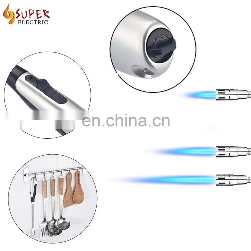 Butane Lighter Torch Lighter Jet Flame Long Lighter Refillable Butane Lighter Flexible Grill Lighter for Gas BBQ Camping Fire