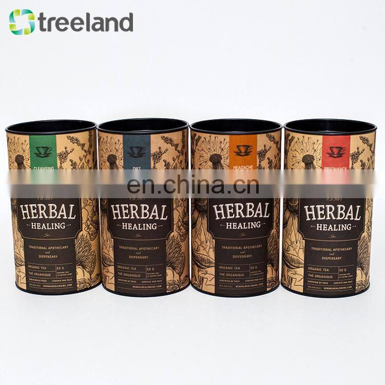 Popcorn paper canister herb tin box kraft tube with black tin lid