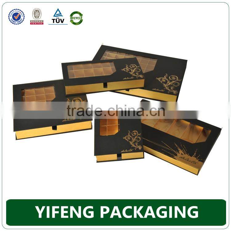 High end empty chocolate cardboard box with dividers wholesale
