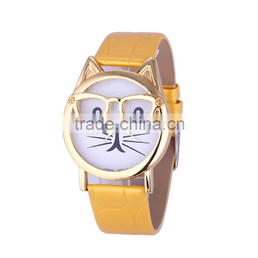2016 Trendy face lady style cat watch
