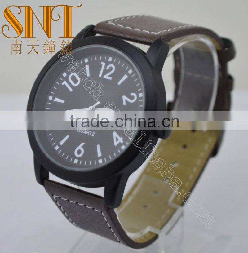 Vogue matte Black Dial With Brown Strap Quartz Watch With For Man