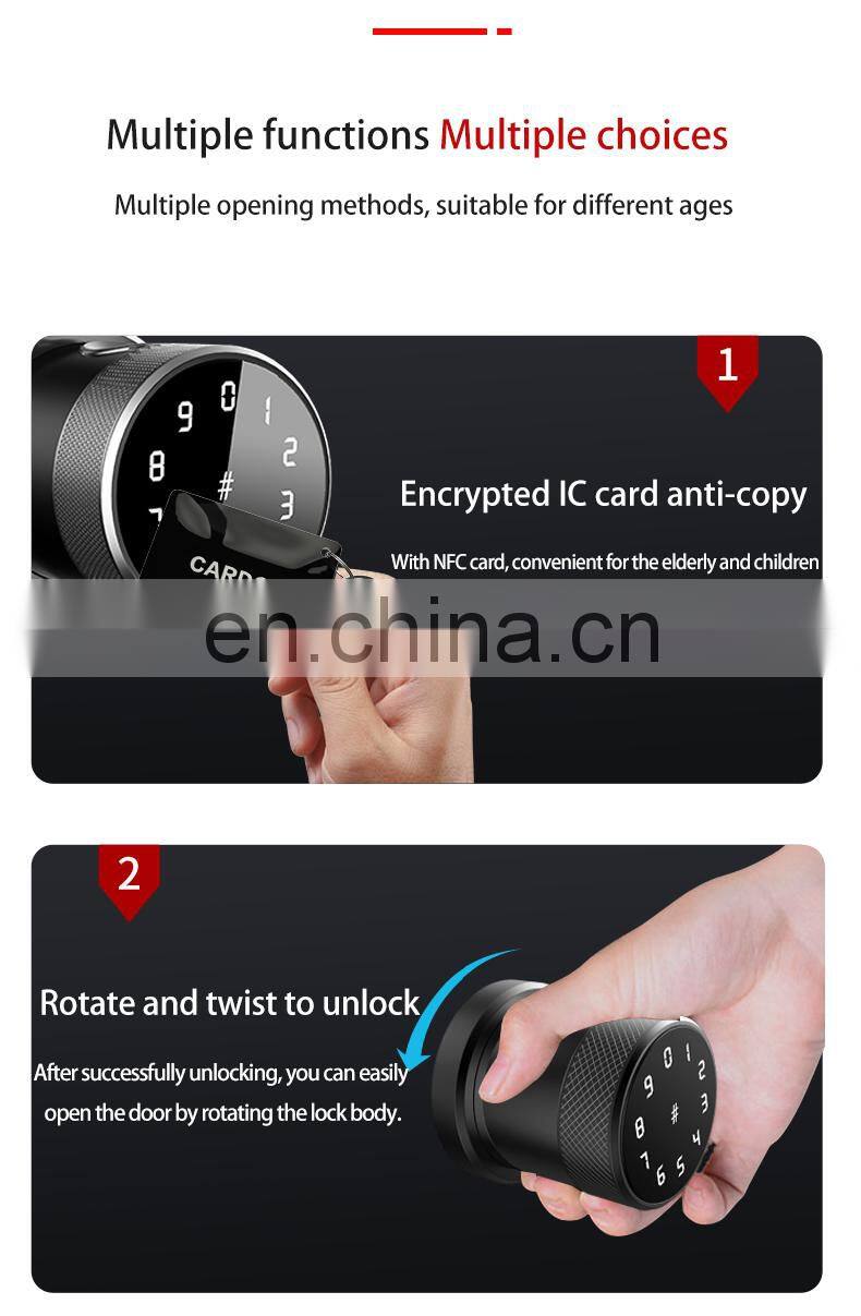 Front Door Keyless Entry Electronic Mortise Code Touchscreen App Unlock Cylinder Gate Door Lock For Office Rent House
