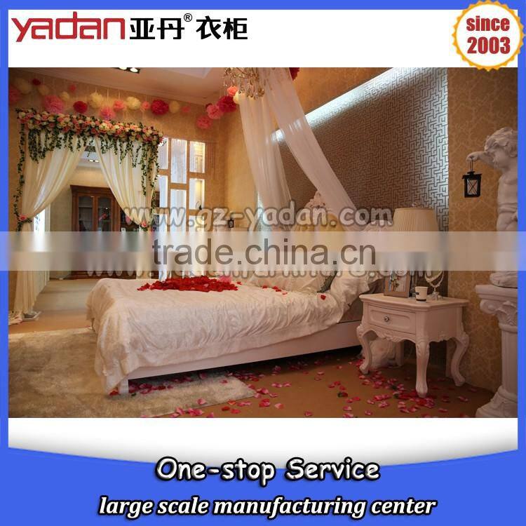 French Wedding Hand Carved Double Bed Wooden Bedroom Set Romantic Home Furniture