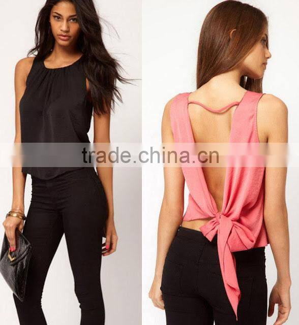 Sleeveless Womens Chiffon Tank Tops Sexy Backless Blouse Unique T-shirt Vest New