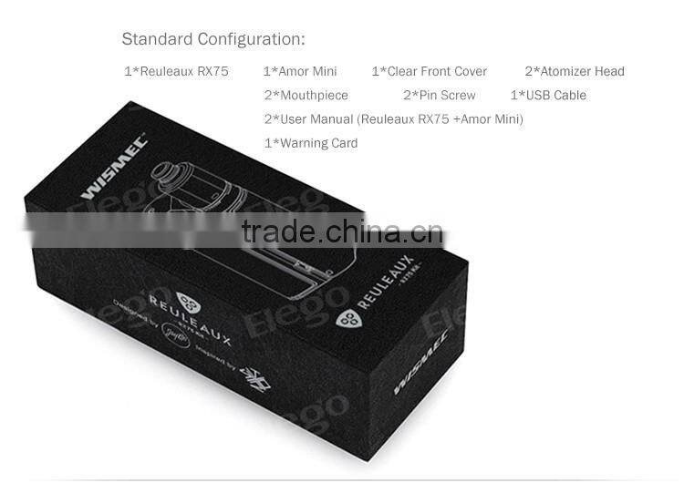 100% Authentic Wismec RX75 Kit with 75W Elego Wholesale Fast Shipping