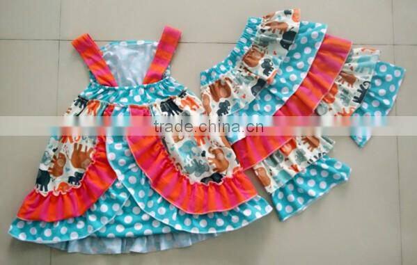 2016 boutique girl clothes 4 July fabric girls outfits kids clothing sets and stripe pants with ruffle