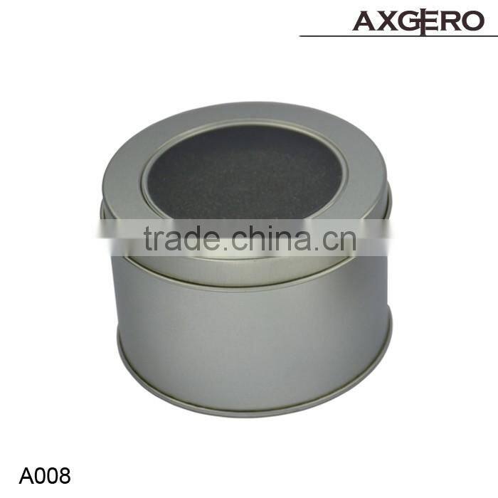 New style Round tin metal watch box with clear PVC windows