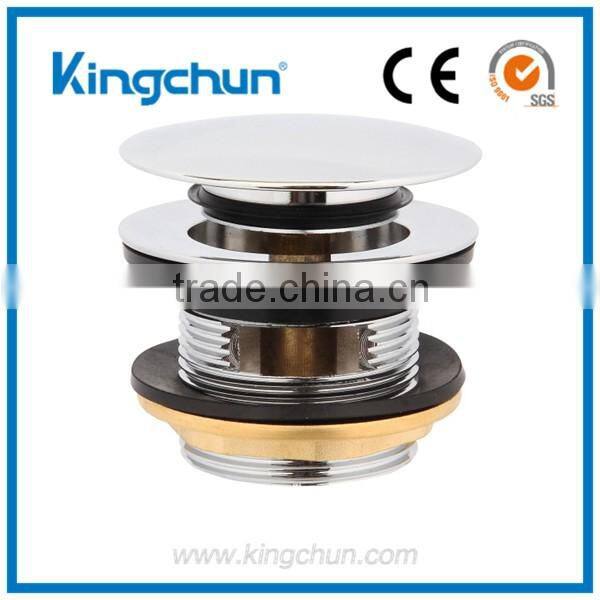 Polished Chrome Toe Touch Bath Drain Thread Bathtub Drain Stopper Push Pop-Up Drain with Overflow