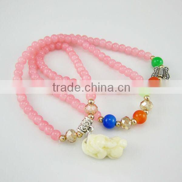 Glass beads charm wrap bangle bracelet