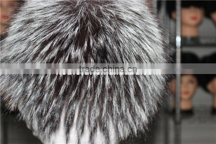 Charm Warm Fur Hat Real Rex Rabbit Fur With Silver Fox Fur Knitted Cap